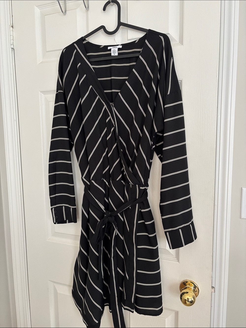 Bar III Black and White Striped Wrap Dress